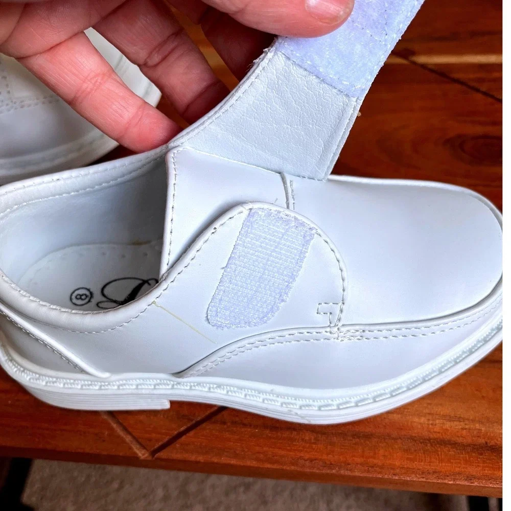 Lito Frank-A Boys White PU Dress Shoes Hook and Loop Loafers Size‎ 8 NEW